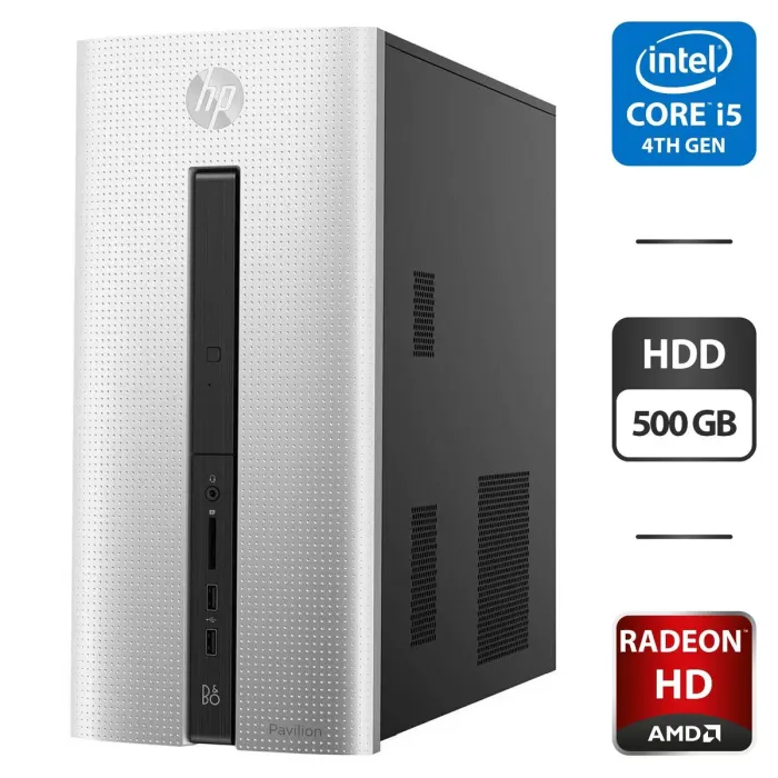 Комп'ютер HP Pavilion Tower / Intel Core i5-4570 (4 ядра по 3.2 - 3.6 GHz) / 8 GB DDR3 / 500 GB HDD / AMD Radeon HD 7500, 1 GB GDDR5, 128-bit / 120W б/в - зображення 1