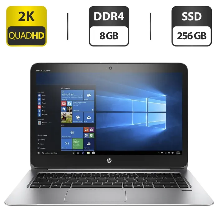 Ноутбук Б-клас HP EliteBook 1040 G3 / 14" (2560x1440) IPS / Intel Core i5-6300U (2 (4) ядра по 2.5 - 3.0 GHz) / 8 GB DDR4 / 256 GB SSD / Intel HD Graphics 520 / WebCam / HDMI / Windows 10 Pro б/в - зображення 1
