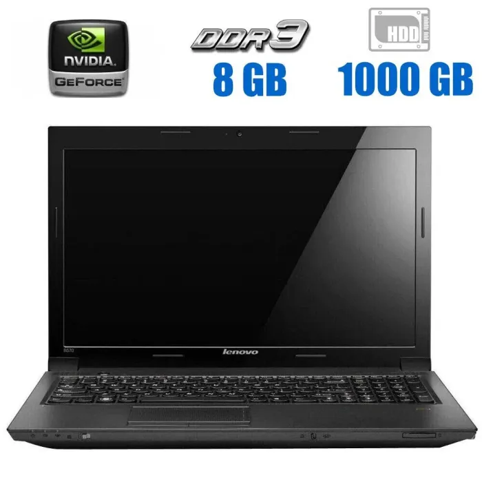 Ноутбук Lenovo B570 / 15.6" (1366x768) TN / Intel Core i3-2330M (2 (4) ядра по 2.2 GHz) / 8 GB DDR3 / 1000 GB HDD / nVidia GeForce 410M, 1 GB DDR3, 64-bit / WebCam б/в - зображення 1