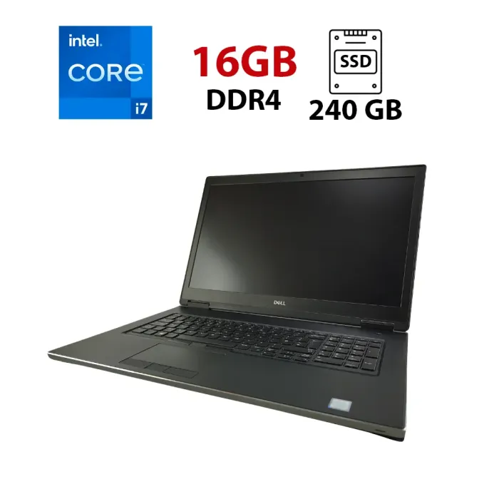 Ноутбук Dell Precision 7730 / 17.3" (1600x900) TN / Intel Core i7-8750H (6 (12) ядер по 2.2 - 4.1 GHz) / 16 GB DDR4 / 240 GB SSD / Intel UHD Graphics 630 / NoWebCam б/в - зображення 1