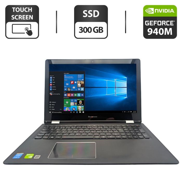 Ноутбук-трансформер Lenovo Yoga 500-15IBD / 15.6'' (1920x1080) TN Touch / Intel Core i5-5200U (2 (4) ядра по 2.2 - 2.7 GHz) / 8 GB DDR3 / 300 GB SSD / nVidia GeForce 940M, 2 GB GDDR3, 64-bit / WebCam б/в - зображення 1