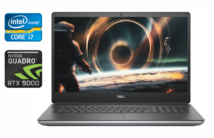 Мобільна робоча станція Б-клас Dell Precision 7750 / 17.3" (1920x1080) IPS / Intel Core i7-10850H (6 (12) ядер по 2.7 - 5.1 GHz) / 32 GB DDR4 / 512 GB SSD / nVidia Quadro RTX 5000, 16 GB GDDR6, 256-bit / WebCam / Windows 10 б/в - зображення 1