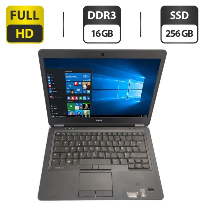 Ноутбук Dell Latitude E7440 / 14" (1920x1080) IPS / Intel Core i7-4600U (2 (4) ядра по 2.1 - 3.3 GHz) / 16 GB DDR3 / 256 GB SSD / Intel HD Graphics 4400 / WebCam б/в - зображення 1