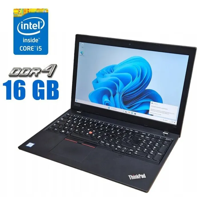 Ультрабук Lenovo ThinkPad L590 / 15.6" (1920x1080) IPS / Intel Core i5-8265U (4 (8) ядра по 1.6 - 3.9 GHz) / 16 GB DDR4 / 256 GB SSD / Intel UHD Graphics 620 / WebCam б/в - зображення 1