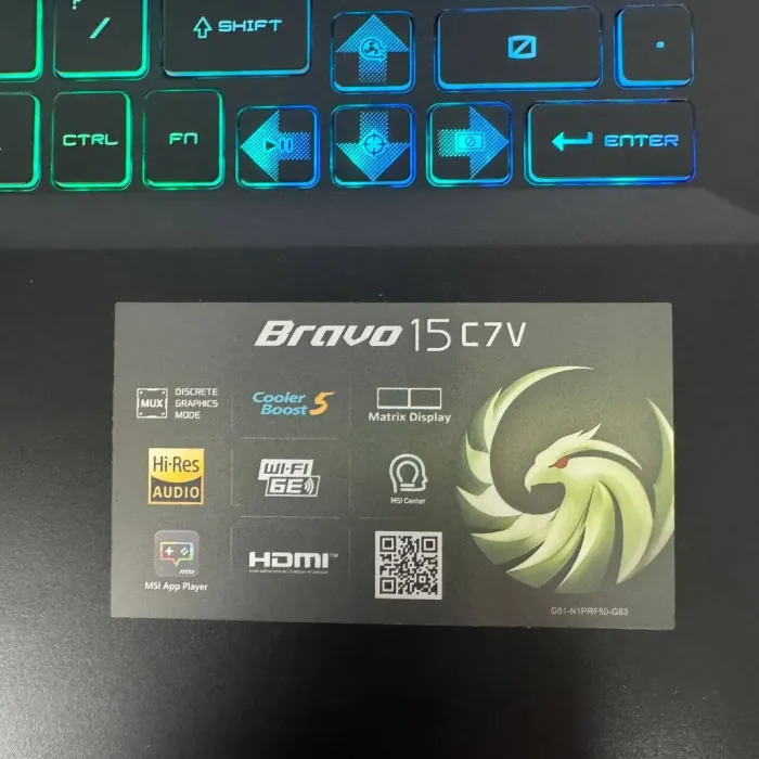 Ігровий ноутбук Б-класу MSI Bravo 15 C7VFK / 15.6" (1920x1080) IPS / AMD Ryzen 7 7735HS (8 (16) ядер по 3.2 - 4.75 GHz) / 16 GB DDR5 / 512 GB SSD NVMe / nVidia GeForce RTX 4060, 8 GB GDDR6, 128-bit / WebCam б/в - зображення 4