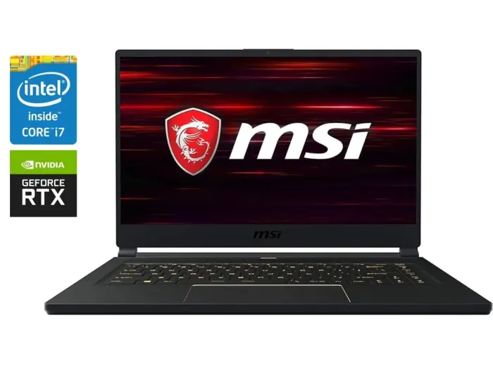 Ігровий ноутбук MSI GS65 Stealth 9SE / 15.6" (1920x1080) IPS / Intel Core i7-9750H (6 (12) ядер по 2.6 - 4.5 GHz) / 32 GB DDR4 / 480 GB SSD / nVidia GeForce RTX 2060, 6 GB GDDR6, 192-bit / WebCam б/в - зображення 1