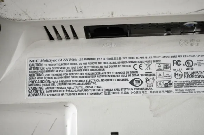 Монітор Б-клас NEC MultiSync EA221WMe / 22" (1680x1050) TN / VGA, DVI, USB / Вбудовані колонки 2x 1W / VESA 100x100 б/в - зображення 9