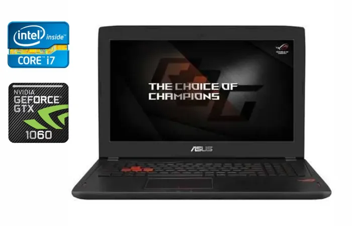 Ігровий ноутбук Б-клас Asus ROG Strix GL502V / 15.6" (1920x1080) IPS / Intel Core i7-7700HQ (4 (8) ядра по 2.8 - 3.8 GHz) / 16 GB DDR4 / 512 GB SSD / nVidia GeForce GTX 1060, 6 GB GDDR5, 192-bit / WebCam / HDMI б/в - зображення 1