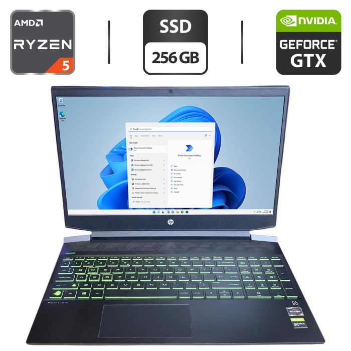 Ноутбук HP Pavilion Gaming 15 / 15.6" (1920x1080) IPS / AMD Ryzen 5 3550H (4 (8) ядер по 2.1 - 3.7 GHz) / 8 GB DDR4 / 256 GB SSD / nVidia GeForce GTX 1050, 3 GB GDDR5, 96-bit / WebCam б/в - зображення 1