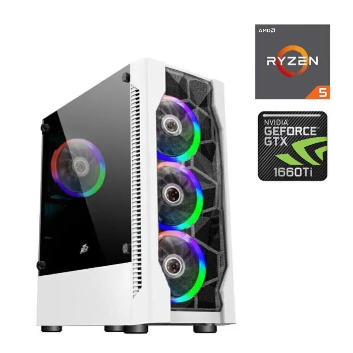 Ігровий ПК 1stPlayer D4 Tower / AMD Ryzen 5 5500 (6 (12) ядер по 3.6 - 4.2 GHz) / 16 GB DDR4 / 512 GB SSD / nVidia GeForce GTX 1660 Ti, 6 GB GDDR6, 192-bit б/в - зображення 1