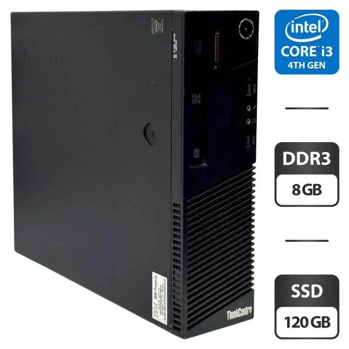 Неттоп Lenovo ThinkCentre M93p Tiny USFF / Intel Core i3-4130 (2 (4) ядра по 3.4 GHz) / 8 GB DDR3 / 120 GB SSD / Intel HD Graphics 4400 / DVD-ROM б/в - зображення 1