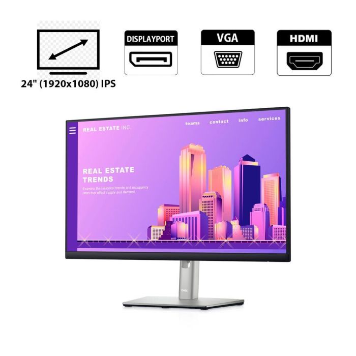 Монітор Dell P2422H Б/Р / 24" (1920x1080) IPS WLED / HDMI, DisplayPort, VGA б/в - зображення 1