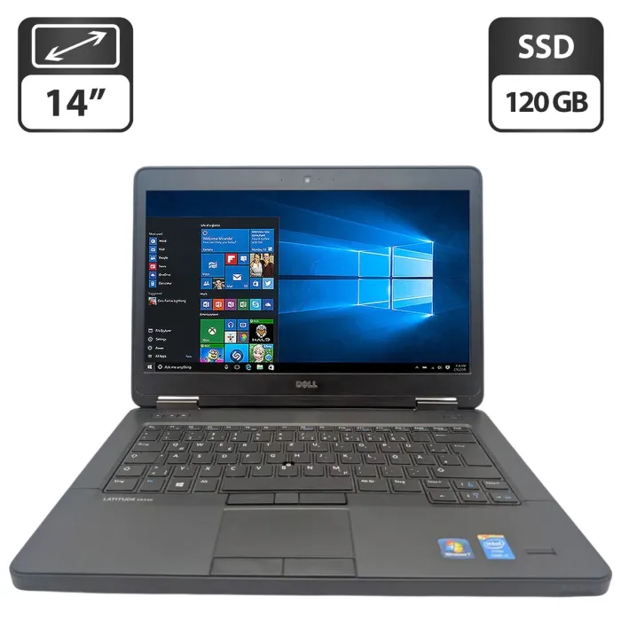 Ноутбук Dell Latitude E5440 / 14" (1366x768) TN / Intel Core i5-4200U (2 (4) ядра по 1.6 - 2.6 GHz) / 8 GB DDR3 / 120 GB SSD / Intel HD Graphics 4400 / WebCam / DVD-ROM б/в - зображення 1