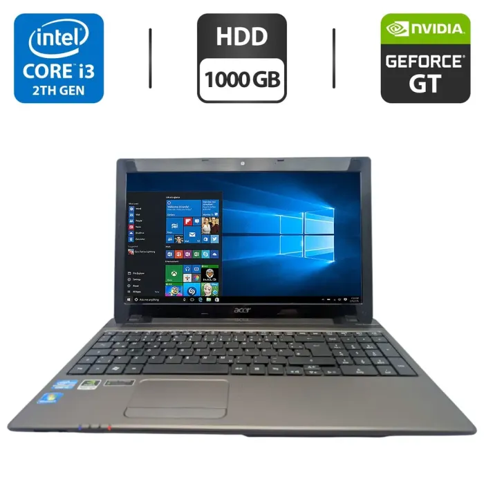 Ноутбук Acer Aspire E1-531G / 15.6" (1366x768) TN / Intel Core i3-2310M (2 (4) ядра по 2.1 GHz) / 6 GB DDR3 / 1000 GB HDD / nVidia GeForce GT 520M, 1 GB GDDR3, 64-bit / WebCaM / DVD-ROM б/в - зображення 1