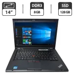 Ноутбук Б-клас Lenovo ThinkPad T430 / 14" (1366x768) TN / Intel Core i5-3320M (2 (4) ядра по 2.6 - 3.3 GHz) / 8 GB DDR3 / 128 GB SSD / Intel HD Graphics 4000 / WebCam / DVD-ROM б/в