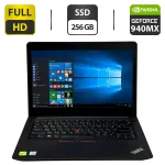 Ноутбук Б-клас Lenovo ThinkPad E470 / 14" (1920x1080) IPS / Intel Core i5-7200U (2 (4) ядра по 2.5 - 3.1 GHz) / 16 GB DDR4 / 256 GB SSD / nVidia GeForce 940MX, 2 GB GDDR5, 64-bit / WebCam / HDMI б/в