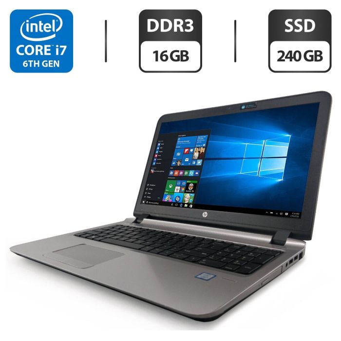 Ноутбук HP ProBook 450 G3 / 15.6" (1366x768) TN / Intel Core i7-6500U (2 (4) ядра по 2.5 - 3.1 GHz) / 16 GB DDR3 / 240 GB SSD / Intel HD Graphics 520 / WebCam / DVD-ROM б/в - зображення 1