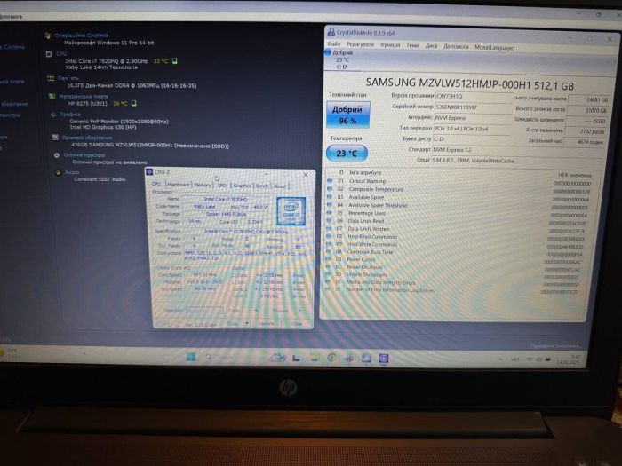 Ноутбук Б-клас HP ZBook 15 G4 / 15.6" (1920x1080) TN / Intel Core i7-7820HQ (4 (8) ядра по 2.9 - 3.9 GHz) / 16 GB DDR4 / 512 GB SSD / Intel HD Graphics 630 / WebCam / Win 11 Pro б/в - зображення 13
