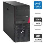 Комп'ютер Fujitsu Esprimo P756 E90 Tower / Intel Core i5-6400 (4 ядра по 2.7 - 3.3 GHz) / 16 GB DDR4 / 500 GB SSD / Intel HD Graphics 530 / DVD-ROM / Windows 11 Pro б/в
