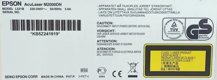 Принтер Epson AcuLaser M2000DN / Лазерний монохромний друк / 1200x1200 dpi / A4 / 28 стор./хв / USB 2.0, Ethernet б/в - зображення 3