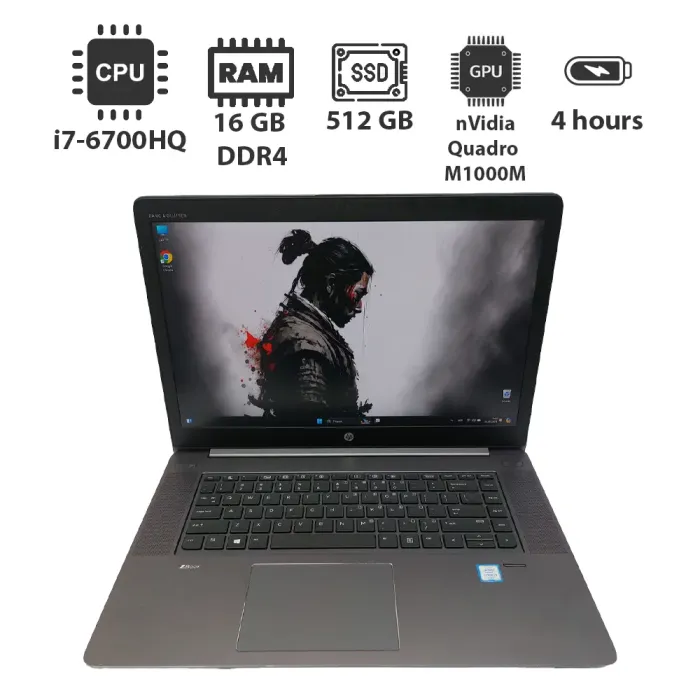 Мобільна робоча станція HP ZBook Studio G3 / 15.6" (1920x1080) IPS / Intel Core i7-6700HQ (4 (8) ядра по 2.6 - 3.5 GHz) / 16 GB DDR4 / 512 GB SSD / nVidia Quadro M1000M, 4 GB DDR5, 128-bit / WebCam б/в - зображення 1