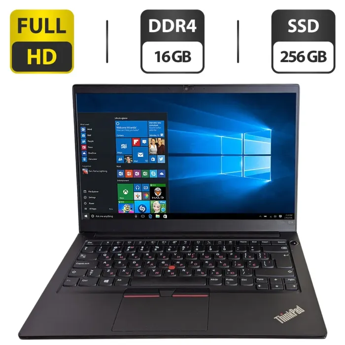 Ультрабук Б-клас Lenovo ThinkPad E14 Gen 2 / 14" (1920x1080) IPS / Intel Core i3-1115G4 (2 (4) ядра по 1.7 - 4.1 GHz) / 16 GB DDR4 / 256 GB SSD / Intel UHD Graphics / WebCam / HDMI б/в - зображення 1