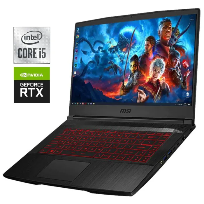 Ігровий ноутбук MSI GF65 Thin 10UE / 15.6" (1920x1080) IPS / Intel Core i5-10500H (6 (12) ядер по 2,5 - 4,5 ГГц) / 16 ГБ DDR4 / 512 ГБ SSD M.2 / nVidia GeForce RTX 3060, 6 ГБ GDDR6, 192-bit / WebCam б/в - зображення 1