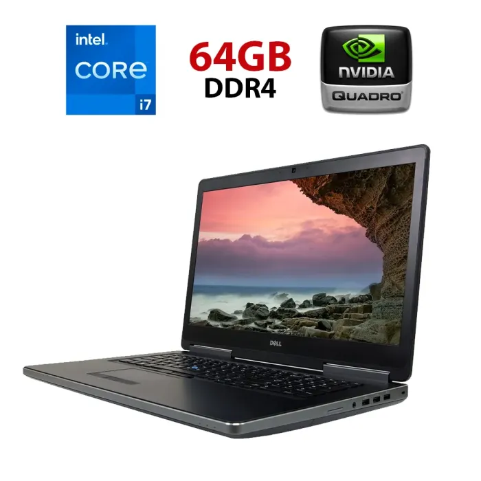Мобільна робоча станція Dell Precision 7730 / 17.3" (1920x1080) IPS / Intel Core i7-8750H (6 (12) ядер по 2.2 - 4.1 GHz) / 64 GB DDR4 / 512 GB SSD / nVidia Quadro P5200, 16 GB GDDR5, 256-bit / WebCam б/в - зображення 1