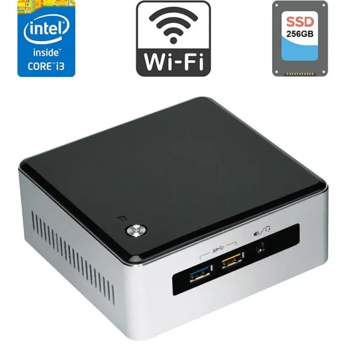 Неттоп Intel NUC NUC5i3RYH USFF / Intel Core i3-5010U (2 (4) ядра по 2.1 GHz) / 8 GB DDR3 / 256 GB SSD / Intel HD Graphics 5500 / miniDP / mHDMI / Wi-Fi б/в - зображення 1