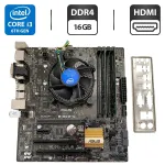 Комплект: Материнська плата Asus B150M-C / Intel Core i3-6100 (4 ядра по 3.7 GHz) / 16 GB DDR4 / Socket LGA 1151 / Задня заглушка б/в