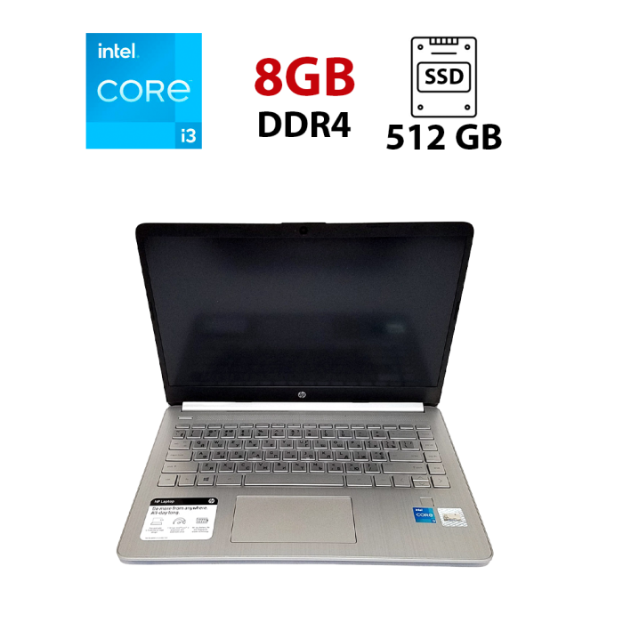 Ультрабук HP 14-dq2031tg / 14" (1920x1080) IPS / Intel Core i3-1125G4 (4 (8) ядер 2.0 - 3.7 GHz) / 8 GB DDR4 / 512 GB SSD / Intel UHD Graphics / WebCam / Win Home Lic 10 б/в - зображення 1