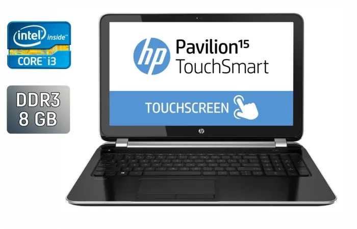 Ноутбук HP Pavilion 15-n040us / 15.6" (1366x768) TN Touch / Intel Core i3-4005U (2 (4) ядра по 1.7 GHz) / 8 GB DDR3 / 240 GB SSD / Intel HD Graphics 4400 / WebCam / Windows 10 б/в - зображення 1