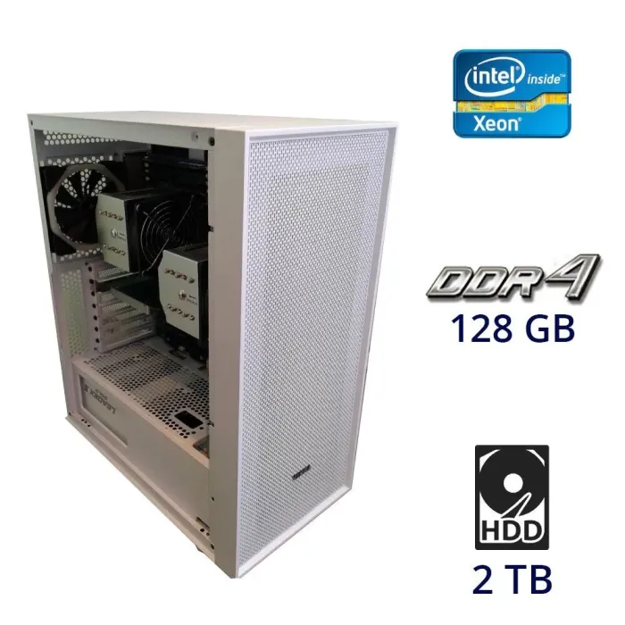 Сервер Vinga Mid Tower / 2x Intel Xeon E5-2680 v4 (14 (28) ядер по 2.4 - 3.3 GHz) / 128 GB DDR4 / 2 TB HDD / 1000W б/в - зображення 1