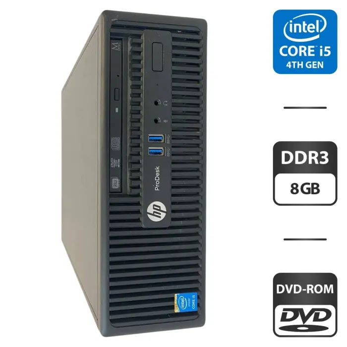 Комп'ютер HP ProDesk 400 G2.5 SFF / Intel Core i5-4590S (4 ядра по 3.0 - 3.7 GHz) / 8 GB DDR3 / 500 GB HDD / Intel HD Graphics 4600 / DVD-ROM б/в - зображення 1