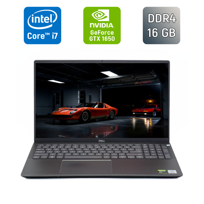 Ігровий ноутбук Dell Vostro 7500 / 15,6" (1920x1080) IPS / Intel Core i7-10750H (6 (12) ядер по 2,6 - 5,0 ГГц) / 16 ГБ DDR4 / 512 ГБ SSD / nVidia GeForce GTX 1650, 4 ГБ GDDR6, 128-біт / Веб-камера / TouchID / Windows 10 б/в - зображення 1