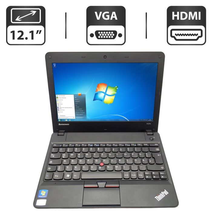 Нетбук Lenovo ThinkPad X121e / 12.1" (1366x768) TN / AMD E-450 (2 ядра по 1.65 GHz) / 6 GB DDR3 / 320 GB HDD / AMD Radeon HD 6320 Graphics / WebCam / АКБ не тримає б/в - зображення 1