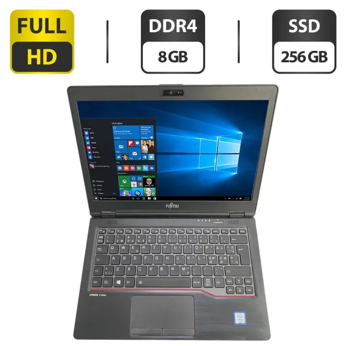 Нетбук Fujitsu LifeBook U728 / 12.5" (1920x1080) IPS / Intel Core i5-7200U (2 (4) ядра 2.5 - 3.1 GHz) / 8 GB DDR4 / 256 GB SSD / Intel UHD Graphics 620 / WebCam б/в - зображення 1