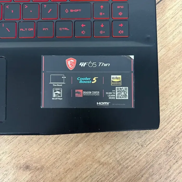 Ігровий ноутбук Б-клас MSI GF65 Thin 10SDR / 15.6" (1920x1080) IPS / Intel Core i7-10750H (6 (12) ядер по 2.6 - 5.0 GHz) / 16 GB DDR4 / 512 GB SSD / nVidia GeForce GTX 1660 Ti, 6 GB GDDR6, 192-bit / WebCam б/в - зображення 9