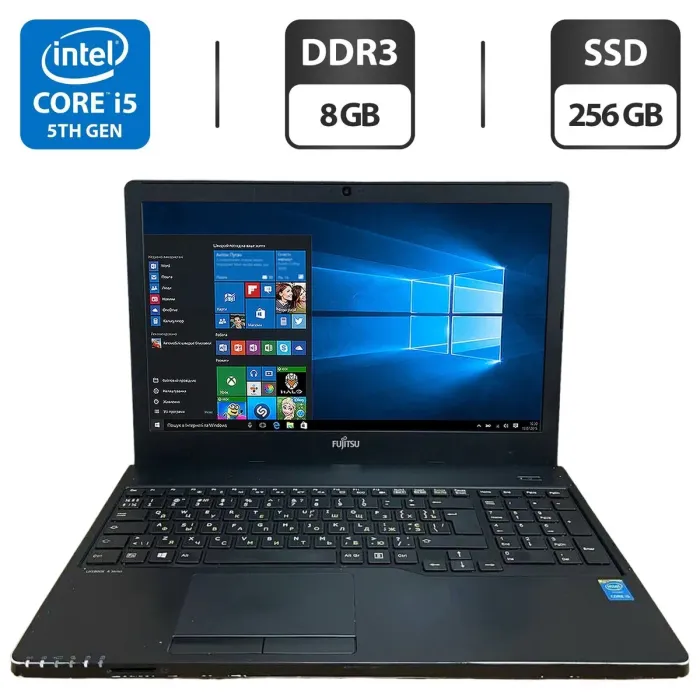 Ноутбук Fujitsu LifeBook A555 / 15.6" (1366x768) TN / Intel Core i5-5200U (2 (4) ядра по 2.2 - 2.7 GHz) / 8 GB DDR3 / 256 GB SSD / Intel HD Graphics 5500 / WebCam / Windows 10 б/в - зображення 1