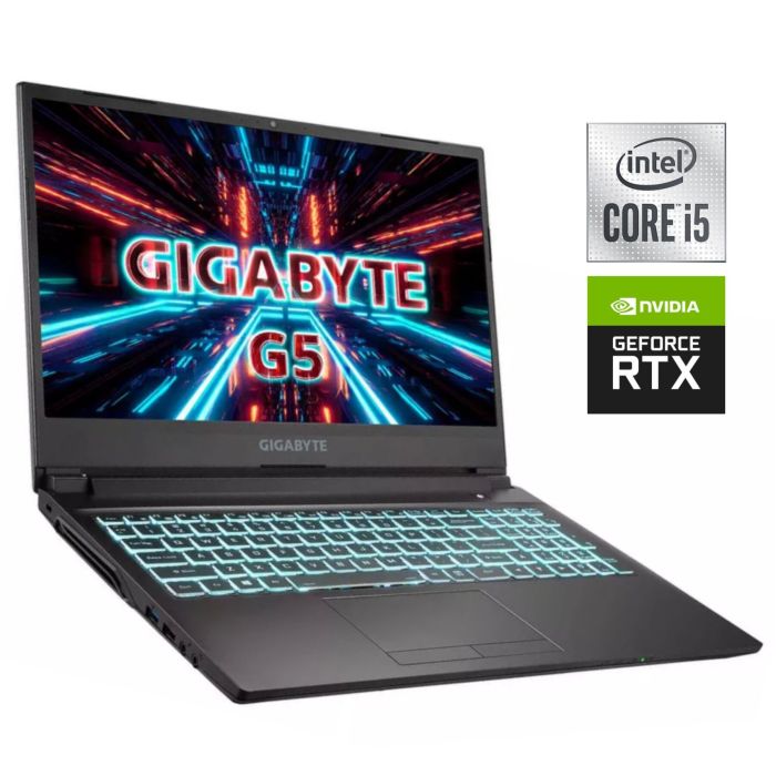 Ігровий ноутбук Б-класу Gigabyte G5 KC / 15,6" (1920x1080) IPS / Intel Core i5-10500H (6 (12) ядер по 2,5 - 4,5 ГГц) / 16 ГБ DDR4 / 512 ГБ SSD NVMe / nVidia GeForce RTX 3060, 6 ГБ GDDR6, 192-біт / WebCam б/в - зображення 1