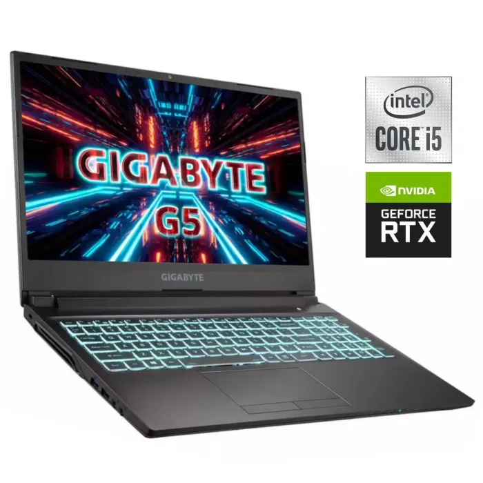 Ігровий ноутбук Б-класу Gigabyte G5 KC / 15,6" (1920x1080) IPS / Intel Core i5-10500H (6 (12) ядер по 2,5 - 4,5 ГГц) / 16 ГБ DDR4 / 512 ГБ SSD NVMe / nVidia GeForce RTX 3060, 6 ГБ GDDR6, 192-біт / WebCam б/в - зображення 1