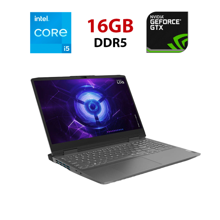 Ігровий ноутбук Lenovo LOQ 15IRH8 / 15.6" (1920x1080) IPS / Intel Core i5-13420H (8 (12) ядер по 3.4 - 4.6 GHz) / 16 GB DDR5 / 512 GB SSD / nVidia GeForce RTX 4050, 6 GB GDDR6, 96-bit / WebCam б/в - зображення 1