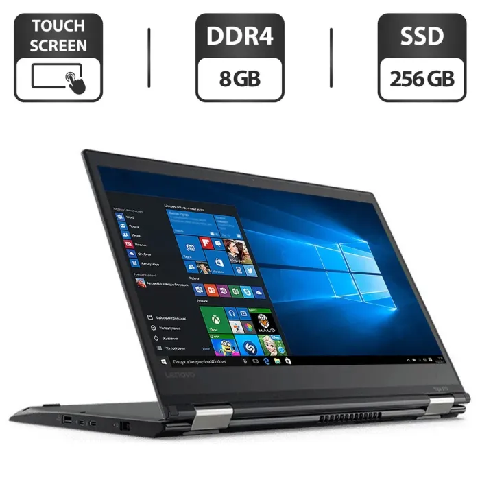 Ноутбук-трансформер Б-класс Lenovo ThinkPad Yoga 370 / 13.3" (1920x1080) IPS Touch / Intel Core i5-7300U (2 (4) ядра по 2.6 - 3.5 GHz) / 8 GB DDR4 / 256 GB SSD / Intel HD Graphics 620 / WebCam / HDMI / Win 10 Pro / Стілус у комплекті б/в - зображення 1
