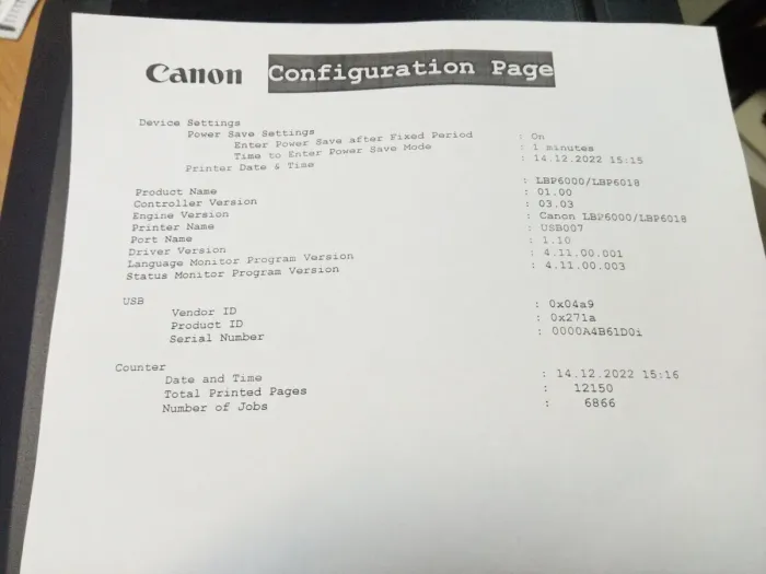 Принтер Canon i-SENSYS LBP6000B / Лазерний монохромний друк / 600x600 dpi / A4 / 18 стр/хв / USB 2 б/в - зображення 4