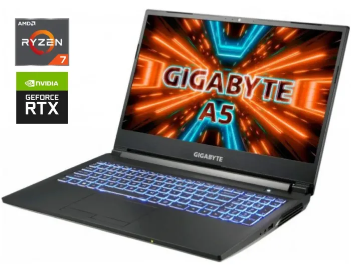 Ігровий ноутбук Gigabyte A5 K1 / 15.6" (1920x1080) IPS / AMD Ryzen 7 5800H (8 (16) ядер 3.2 - 4.4 ГГц) / 16 ГБ DDR4 / 512 ГБ SSD + 1000 ГБ HDD / nVidia GeForce RTX 3070, 8 ГБ GDDR6, 256-біт / веб-камера б/в - зображення 1