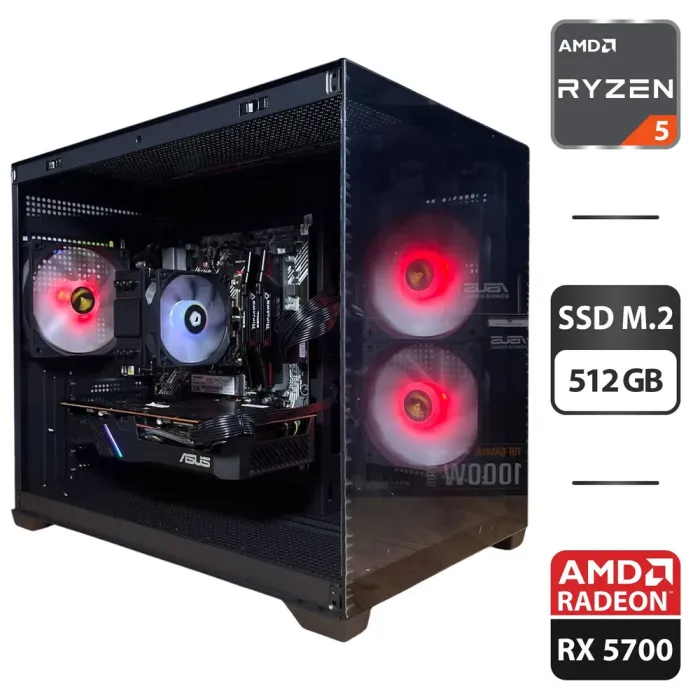 Збірка під замовлення: ігровий ПК Gamdias Aura GC10M ARGB Black Tower / AMD Ryzen 5 5600 (6 (12) ядер по 3.5 - 4.4 GHz) / 16 GB DDR4 / 512 GB SSD M.2 / AMD Radeon RX 5700, 8 GB GDDR6, 256-bit / 550W б/в - зображення 1