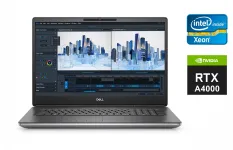 Мобільна робоча станція Б-клас Dell Precision 7760 / 17.3" (3840x2160) IPS / Intel Xeon W-11855M (6 (12) ядер по 3.2 - 4.9 GHz) / 32 GB DDR4 / 1000 GB SSD / nVidia RTX A4000, 8 GB GDDR6, 256-bit / WebCam / Windows 11 б/в