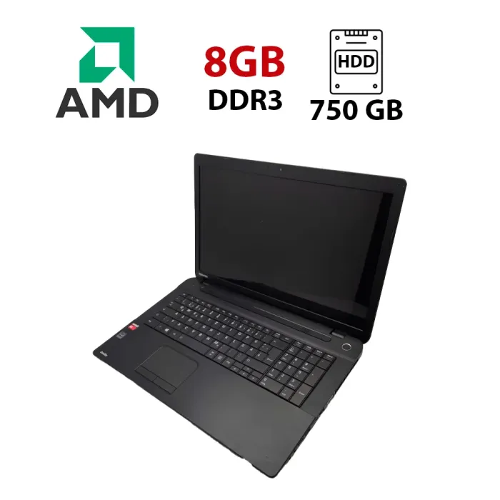 Ноутбук Toshiba C70 / 17.3" (1600x900) TN / AMD A6-6310 (4 ядра по 1.8 - 2.4 GHz) / 8 GB DDR3 / 750 GB HDD / AMD Radeon R4 Graphics / WebCam б/в - зображення 1