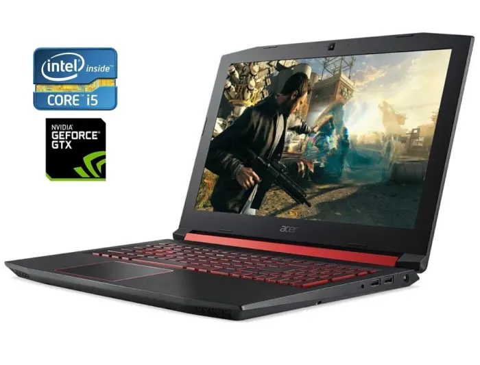Ігровий ноутбук Б-класу Acer Nitro 5 AN515-53 / 15.6" (1920x1080) IPS / Intel Core i5-8300H (4 (8) ядра по 2.3 - 4.0 GHz) / 16 GB DDR4 / 256 GB SSD + 1000 GB HDD / nVidia GeForce GTX 1050, 4 GB GDDR5, 128-bit / WebCam б/в - зображення 1