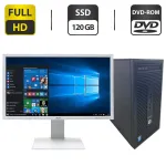 Комплект ПК: комп'ютер HP EliteDesk 700 G1 Tower / Intel Core i5-4590 (4 ядра по 3.0 - 3.7 GHz) / 8 GB DDR3 / 120 GB SSD / Intel HD Graphics 4600 / DVD-ROM + Монітор Б-клас Acer B243HL / 24" (1920x1080) TN / VGA б/в
